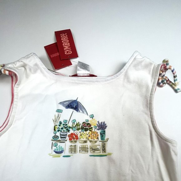 NWT Gymboree Gilr Olive Embroidered Pocket Skort & Market Scene Tank Size 6 - Picture 7 of 9